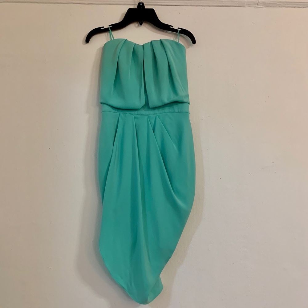 NWT Guess sea foam green strapless draped dress